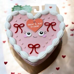 Valentine Cake Dog Toy NWT Pink Pet Puppy Gift Squeaky